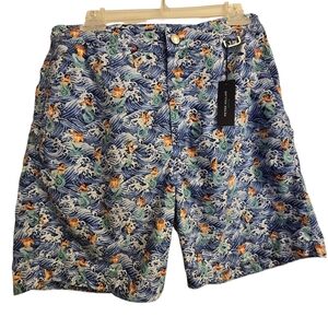 NWT Peter Millar Ocean Wave Mermaid Print Swim Trunks